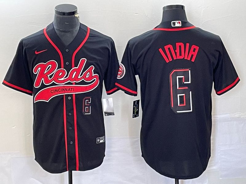 Men Cincinnati Reds #6 India Black Co Branding Nike Game MLB Jersey style 3->cincinnati reds->MLB Jersey